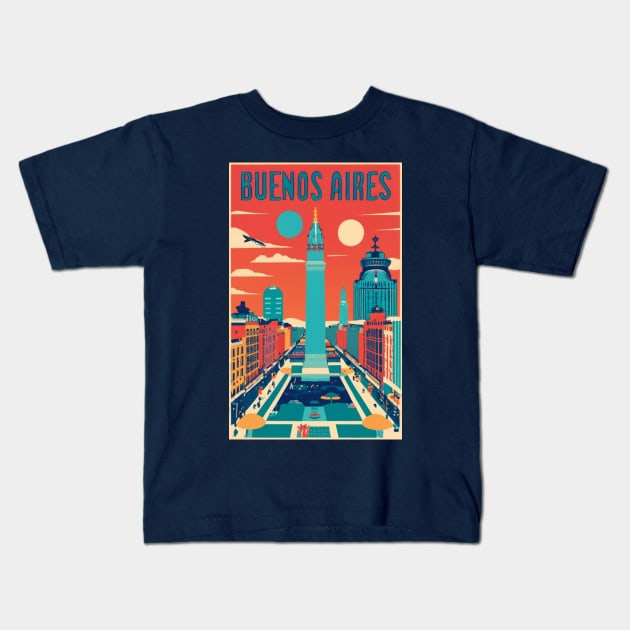 A Vintage Travel Art of Buenos Aires - Argentina Kids T-Shirt by goodoldvintage